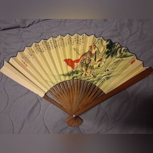 Decorative Asian Folding Fan with Artwork